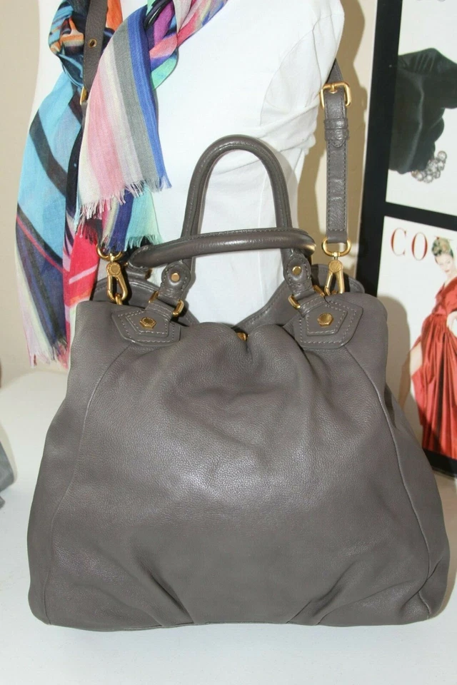 Marc by Marc Jacobs классический Q Fran серый кожаный большая сумка с короткими ручками $488 #42 * P - Изображение 4 из 4