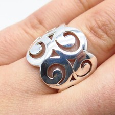 925 Sterling Silver Vintage Swirl Wide Ring Size 5.5