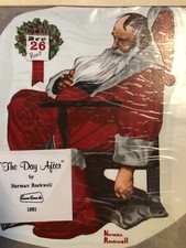 Cerami Corner Norman Rockwell Santa The Day After Vintage Decal NOS 1981