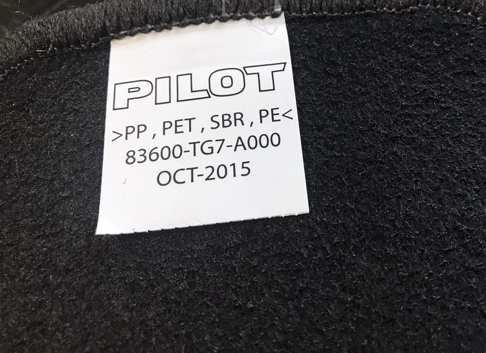 Floor Mats 3 Piece Black Set For Honda Pilot 83600-TGA -A000 - Image 2 of 4