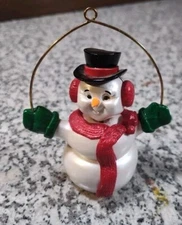 Hallmark Cards Nodding Snowman Bobble Head VTG 1989 Christmas Ornament 