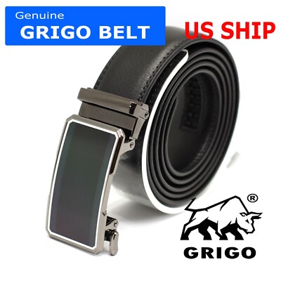 Mens Metal Automatic Click Lock Buckle Waist Strap Dress Comfort Belt Casual