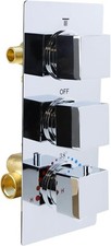 Brass 3 Way Shower Diverter Valve Thermostatic 3 Handle Control Mixing Chrome