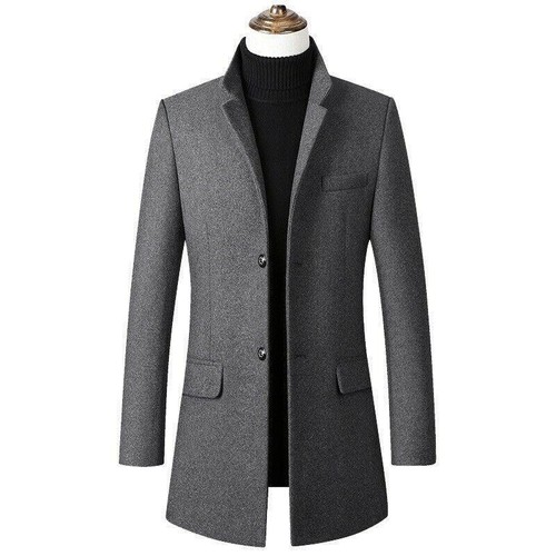Winter Mens Woolen Coat Jacket Padded 