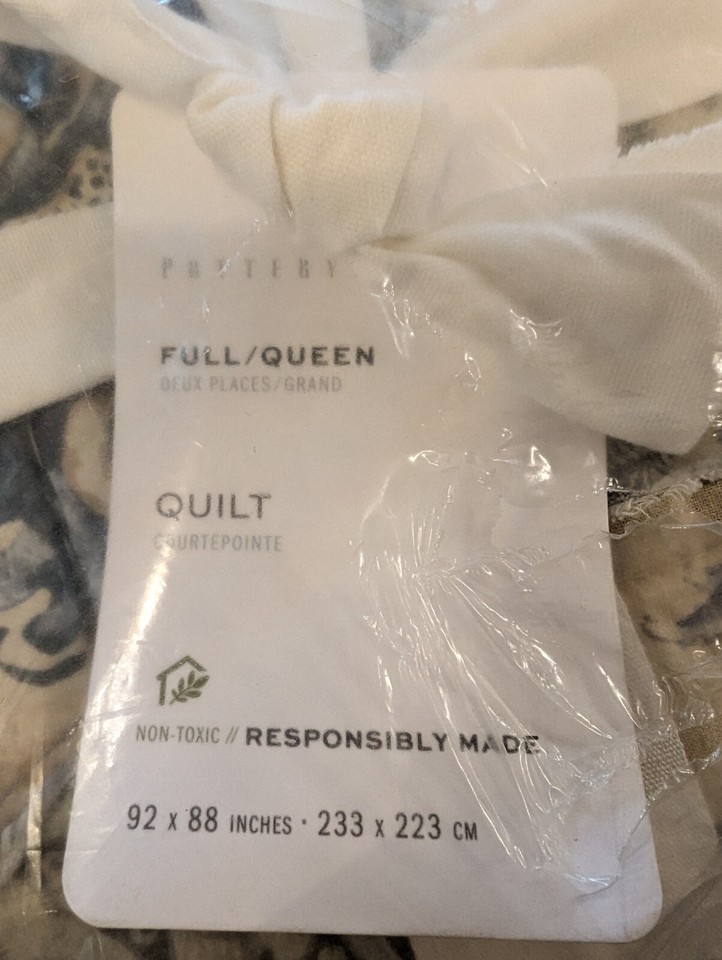 POTTERY BARN Delaney Handcrafted Patchwork Cotton QuiltFull/QueenNWT