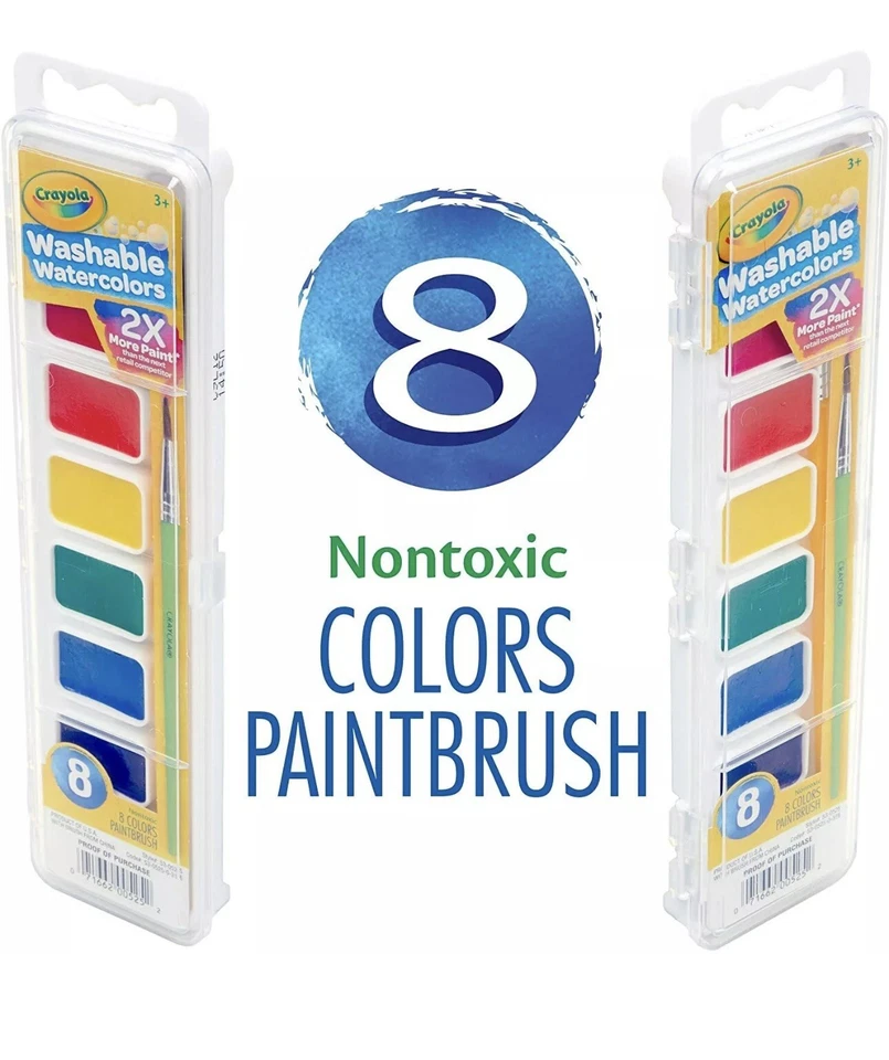 Crayola 8ct Watercolor Paints with Brush (Pack of 80) - image 2 of 4