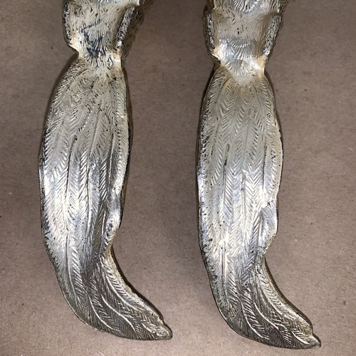 Vintage Set Of Silverplate Pheasent Salt & Pepper, USA 6" long. Please See Pics - Picture 19 of 20