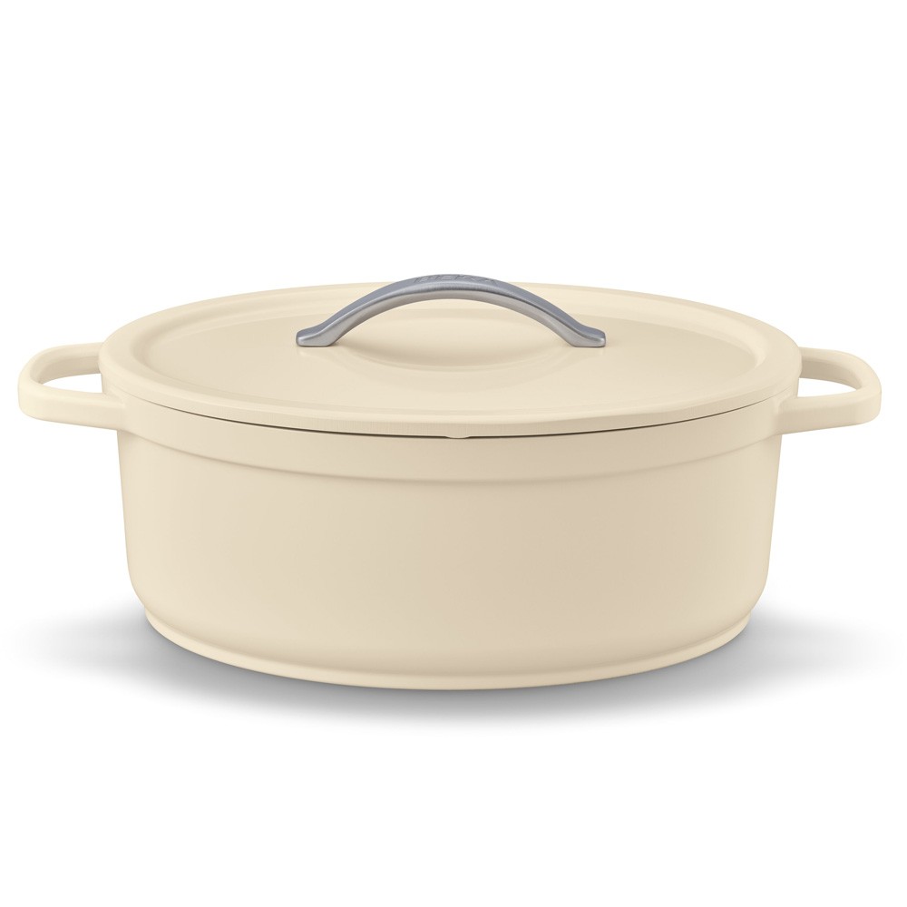Cocotte ovale beige 31 cm en aluminium antiadhésif de 6 L