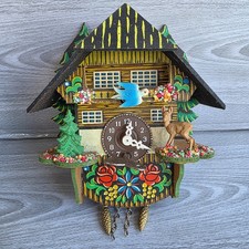Wind-Up Cuckoo Clock Boppard Rhein Mid-Century German Bavaria Black Forest + Key