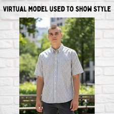 Eddie Bauer Wrinkle Free Plaid Shirt Men  s L Classic Fit Short Sleeve Button Up