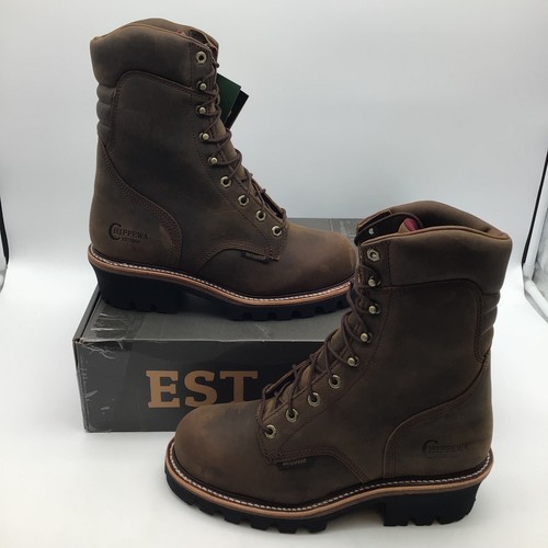 Chippewa 59405 Super DNA Tan 9" Waterproof Steel Toe Logger Boots Size 9 E NEW