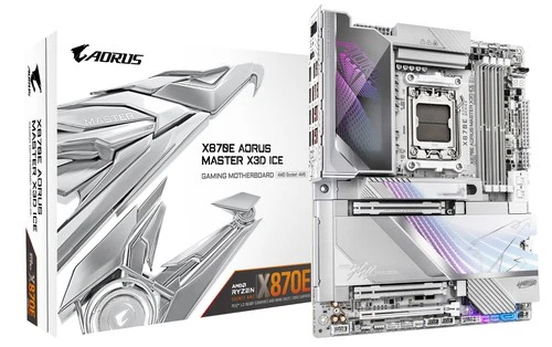 GIGABYTE X870E AORUS MASTER X3D ICE Motherboard - Supports AMD Ryzen 9000 CPUs