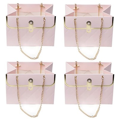 4 PCS Pink Paper Flower Bags Gift Boxes Sets Bouquet Bags Arrangements Box