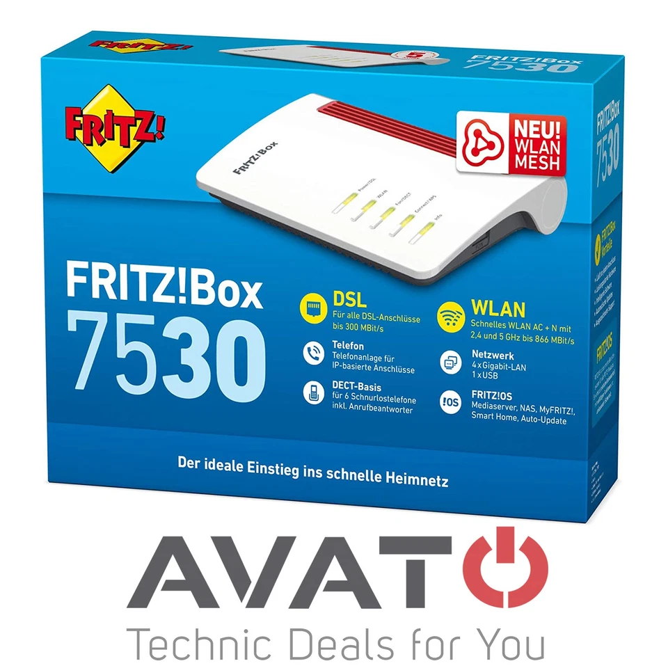 AVM FRITZBox 7530 VDSL DSL Modem MESH DUAL WLAN GIGABIT Router *HÄNDLER*