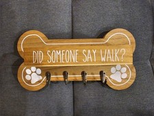 Dog Leash Wall Mount - Bone Shaped - With Hooks And Shelf - New