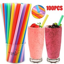 100Pcs 100Pcs Wide Large Disposable Colorful Jumbo Plastic Smoothie Straws
