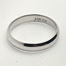 10K White Gold Polished Wedding/Anniversary Band Ring No Stone Signed Size 9.75