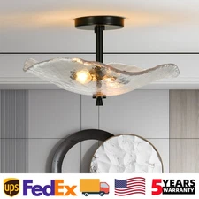 Black 2 Light 17'' Pendant Lights Glass Shade Ceiling Chandelier Kitchen Fixture