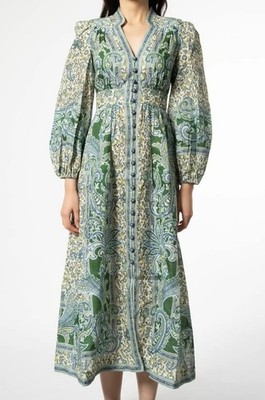 Zimmermann Linen Maxi Dress Australian size 1 Blue Green | eBay