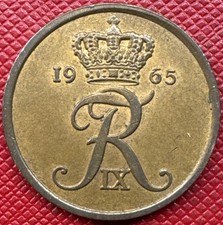Denmark 1965-C/S Bronze 5 Ore. Frederik IX. High Grade. KM# 848.1