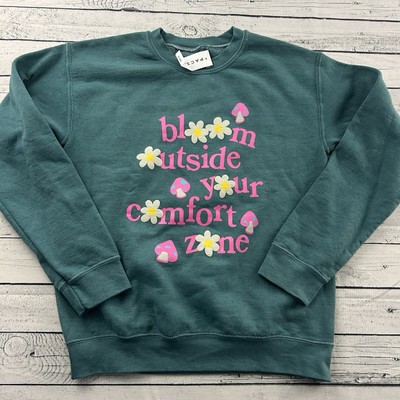 NEW PAC SUN Bloom Outside Your Comfort Zone Pullover Sweatshirt Women's XS Green