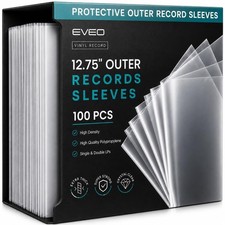 Crystal Clear Vinyl Record Sleeves - 100 Pack, 12.75"x12.75", 3 Mil Protection,
