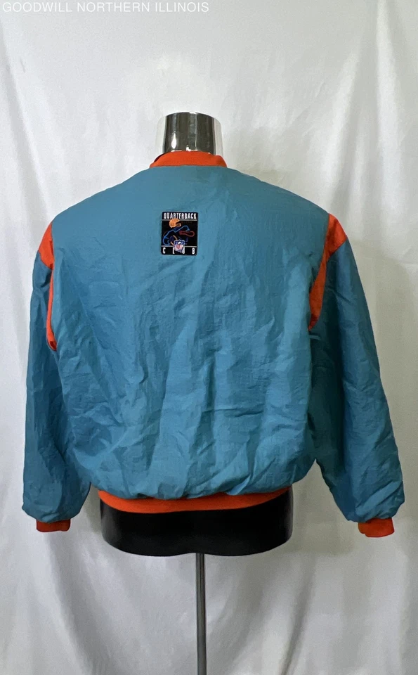 Vintage NFL Miami Dolphins Quarterback Club Quilt Lined Nylon Bomber Jacket XL - Image 3 of 4