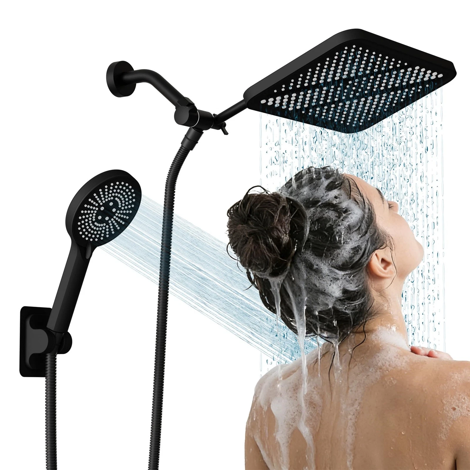 Wide Rain Shower Head with Handheld, High Pressure Rainfall Showerhead Combo ...
