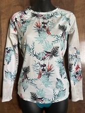 Roxy Rashguard, Long Sleeve Botanical Print w Semi-sheer Sleeve Insets Sz M