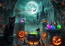 7x5ft Halloween Backdrop,Halloween Magic Backdrop Pumpkin Lantern Horrible Full