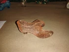 Vintage Fenton Peach Opalescent Cat Head Slipper Art Glass