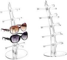 2 Pack Sunglasses Rack Eyeglasses Display Stand Holder Storage Transparent