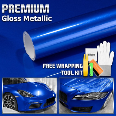 #ad Premium Blue High Gloss Metallic Glossy Sticker Decal Vinyl Wrap Air Release $49.50