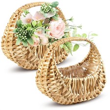 1x Handwoven Willow Handled Flower Basket Gift Basket For Wedding Baby Shower PN