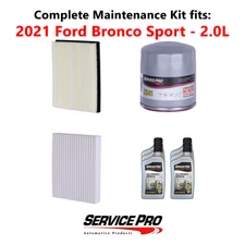 2021 Ford Bronco Sport 2.0L Complete Oil, Air & Cabin Filter Kit (5W-20)