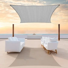 10' x 20' Grey Rectangle Square Sun Shade Sail Canopy Fabric Cover Outdoor Patio