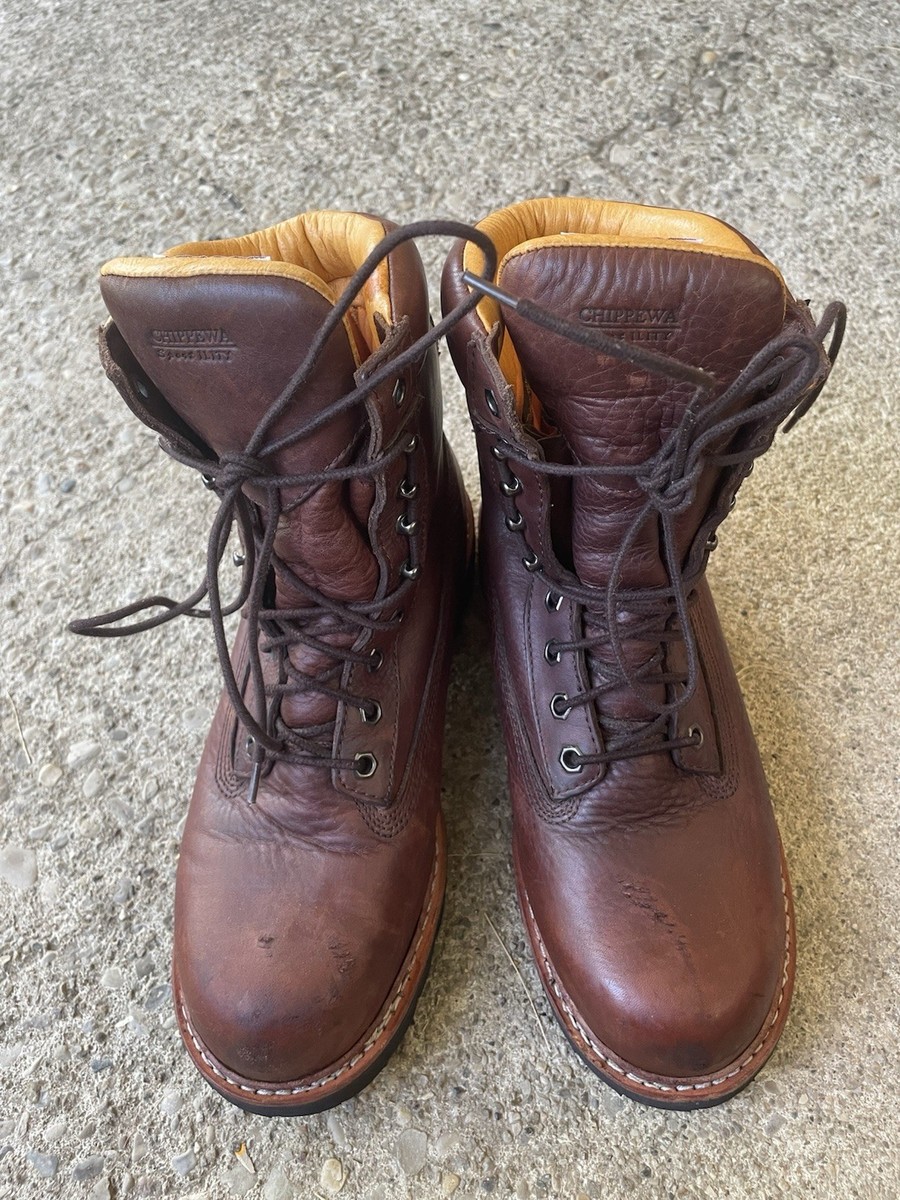 VINTAGE CHIPPEWA LACE UP WORK TRUCKER CHORE BOOTS 9.5 XW No  display picture 1