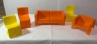 Vintage Barbie Plastic Furniture 1970s Couch Chairs Yellow Orange 5 Pieces Lot