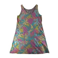 Fresh Produce Dress Womens Size Large Jersey Knit Muted Floral Pockets USA