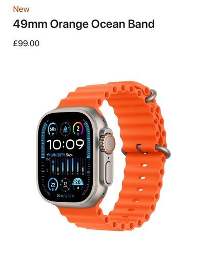Véritable Apple Watch Ultra Bracelet BRACELET ORANGE OCÉAN 49mm 46mm 45mm 44mm - Photo 11 sur 13