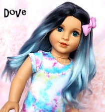 Custom 10-11 in Doll WIG Blue Ombre DOVE Fits American Girl Gotz 18" Dolls