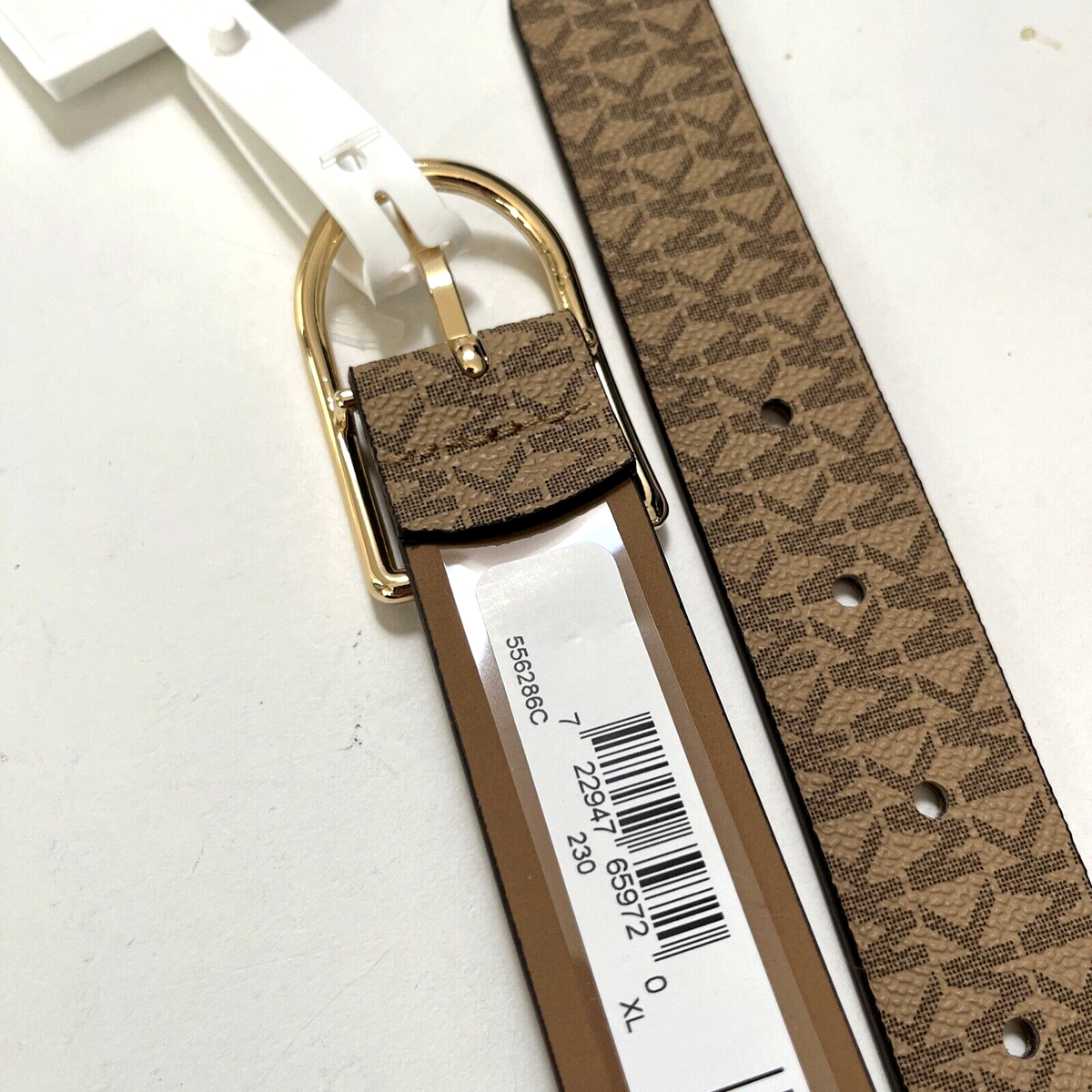 NWT Original MICHAEL KORS Signature Brown Gold Belt X-Large 556286C Logo Brand NWT Original MICHAEL KORS Signature Brown Gold Belt X-Large  main image 2