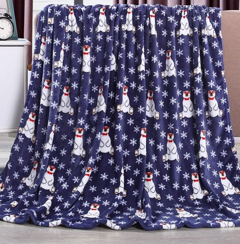 Cozy 50" x 60" Polar Bear Fleece Throw Blanket - Machine Washable Elegance - Picture 3 of 6
