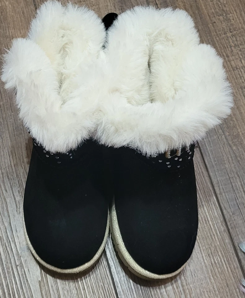 Juicy Couture Niñas Botines Zapatos Talla 11 M Lazo y Brillo Acento Negro Foto 2 de 4