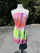 Shein Dress Women's Large Multicolor Tie Dye Tube Short Strapless Summer Beach