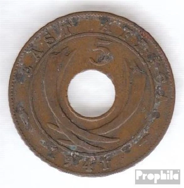 Brit. Ostafrika und Uganda 25 1941 sehr schön Bronze 1941 5 Cents George VI. - Bild 1 von 1