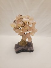 Grand arbre gemme rose quartz fil enveloppe base améthyste 7" amour calme guérison