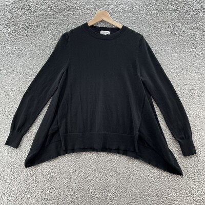 Nordstrom Sweater Women Small Black Cotton Merino Blend Relaxed Lagenlook 
