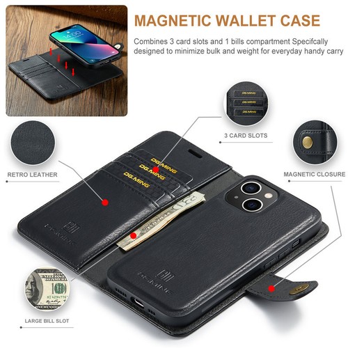 Fr iPhone 16 15 14 13 12 11 Pro Max XR 8 SE Removable Case Magnetic Wallet Cover - Picture 19 of 58