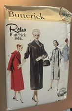 BUTTERICK PATTERN 6957 COATS  RETRO 50S  MISSES SIZES 6 8 10 12 14  UNCUT NEW